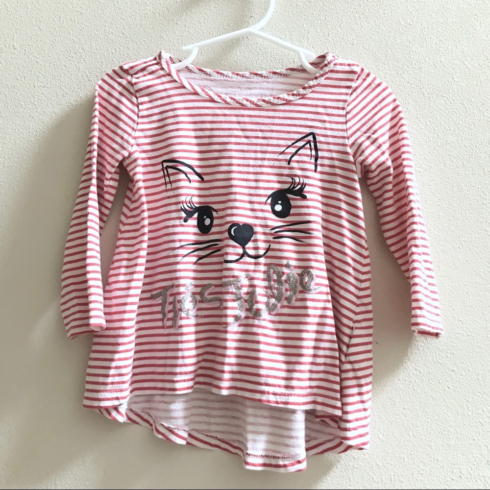 EUC CAT PRINT STRIPPED L/S SHIRT sz 2T